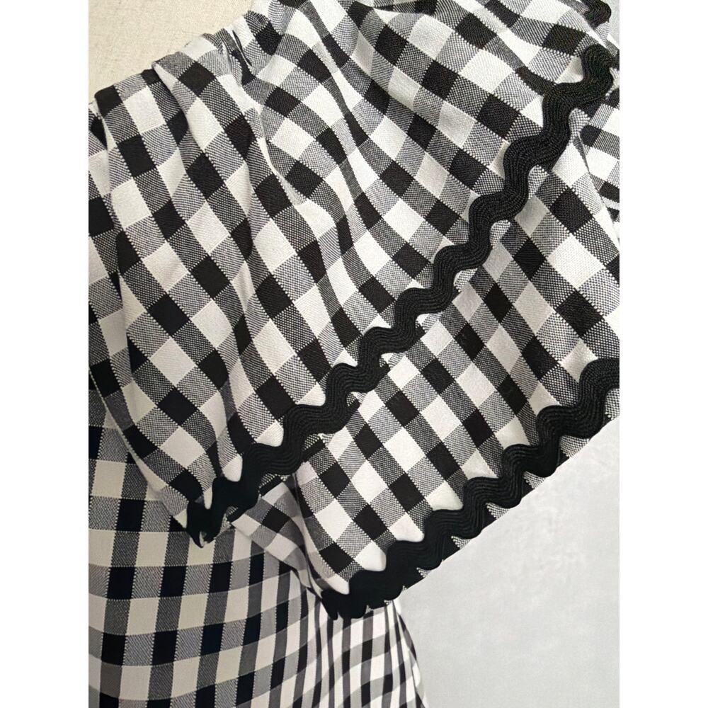 Sugarlips Gingham Top Exaggerated Collar with Bow Women's Medium NEW - Picture 4 of 11